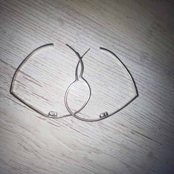 VINTAGE CHRISTIAN DIOR Sterling Silver Open Heart Hoop Earrings with CD Logo - Picture 1 of 9